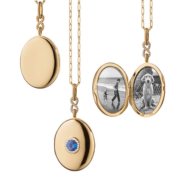 18K Oval Locket with Blue Sapphire